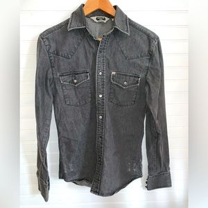 Salt Valley Xtra Small Black denim western shirt